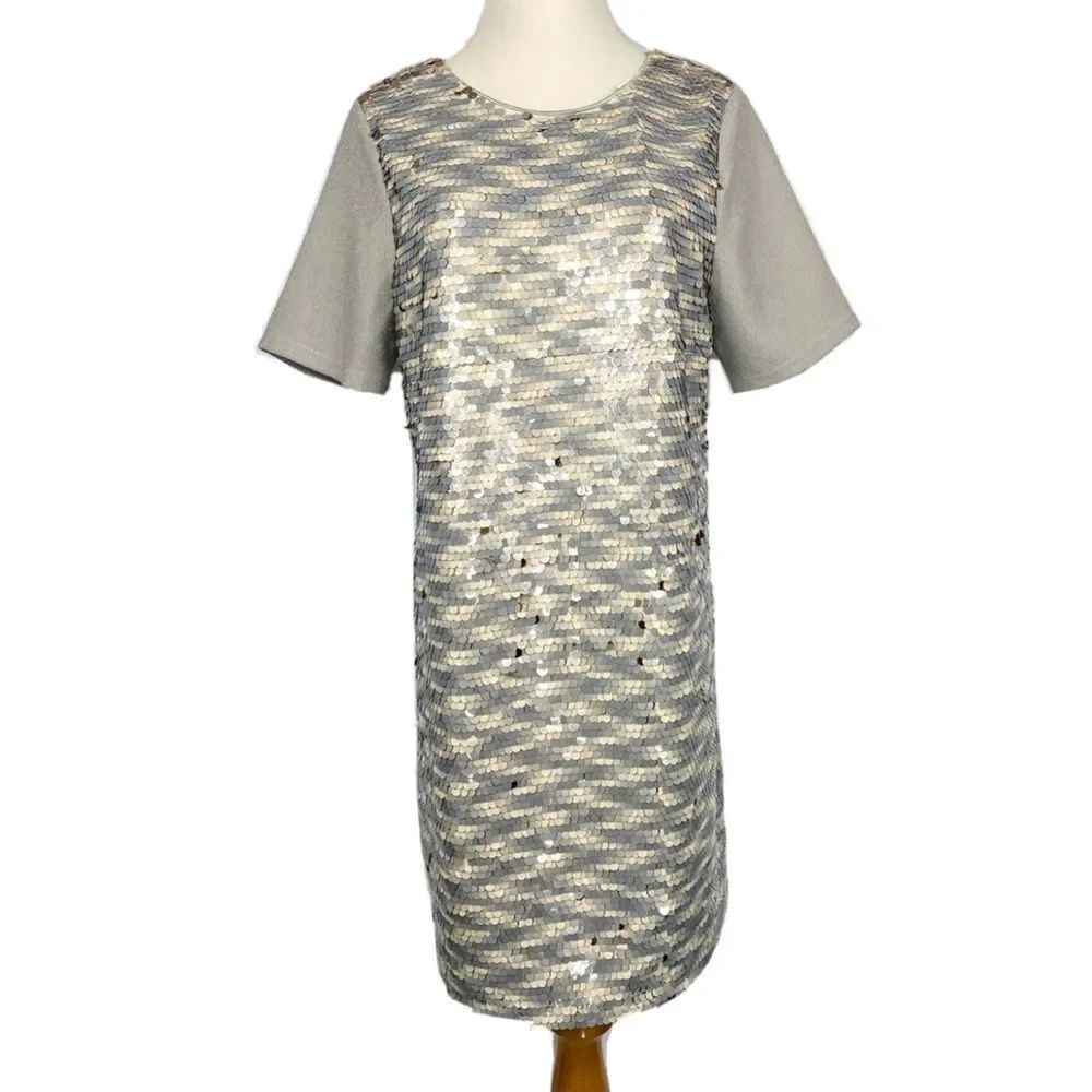 NEW GIANNI BINI Razzle Dazzle Metallic Sequins Cocktail Party Mini Shift Dress